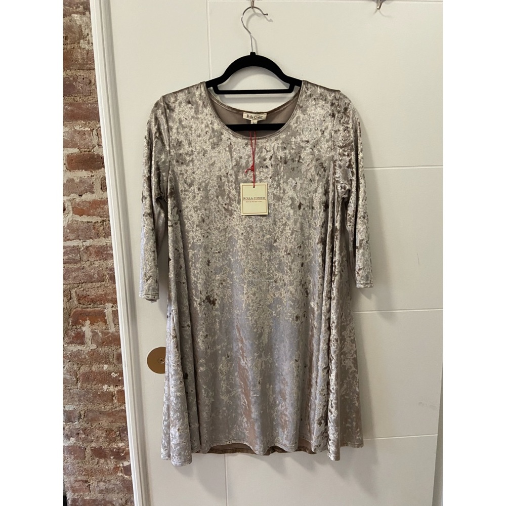 Champagne Velvet A-line Dress